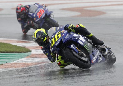 Valentino Rossi in azione con la sua Yamaha. MotoGp