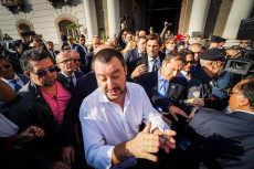 Il ministro dell'Interno Matteo Salvini a margine dell'incontro alla Prefettura di Napoli, dove ha presieduto il comitato per l'ordine e la sicurezza pubblica, Napoli.