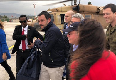 Un momento della visita ufficiale in Israele del ministro degli Interni, Matteo Salvini.
