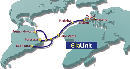 Mappa con il disegno della prima connessione diretta fra Europa e Sud America.