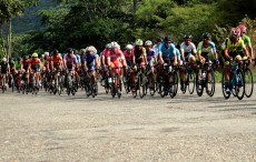 Il gruppone sulle strade della Vuelta al Táchira.
