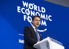 Il Presidente del Consiglio, Giuseppe Conte, durante il suo intervento a Davos. Immagine d'archivio.