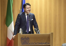Il presidente del Consiglio Giuseppe Conte durante il suo intervento agli imprenditori di Assolombarda