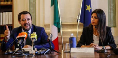 Il Vicepremier e ministro degli Interni, Matteo Salvini e la sindaca di Roma, Virginia Raggi.