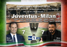 Il tabellone della Supercoppa tra Juventus e Milan.
