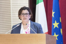 Il ministro della Difesa, Elisabetta Trenta, durante il suo intervento all'inaugurazione Anno Accademico Scuola Allievi Ufficiali Carabinieri a Roma. Afghanistan