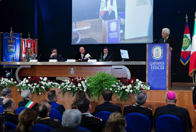 Il Presidente Mattarella alla cerimonia di inaugurazione dell’anno accademico dell’Università della Tuscia