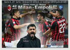 Serie A, Milan-Empoli. Con la foto di Gattuso e giocatori del Milan.