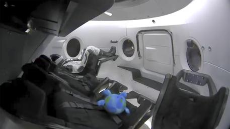 Nella capsula dello SpaceX Crew Capsule.
