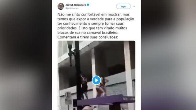 Uno screen-shot del video osceno pubblicato da Bolsonaro su Twitter
