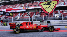 La Ferrari di Sebastian Vettel durante le prove a Montemalò.