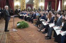 Il Presidente Sergio Mattarella in occasione della cerimonia di consegna gli Attestati d’Onore ai nuovi Alfieri della Repubblica.