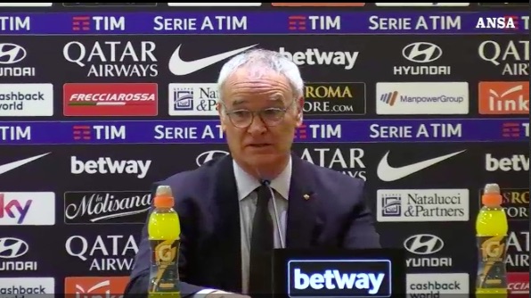 L'allenatore della Roma, Claudio Ranieri, in conferenza stampa nel dopo-partita.