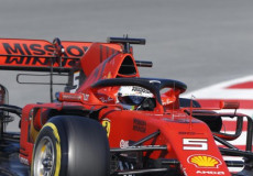 Sebastian Vettel sulla sua Ferrari.