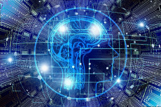 Schema del cervello che controlla i segnali micro-elettrici.