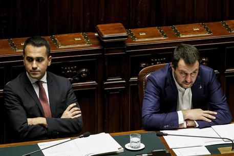 I ministri Matteo Salvini e Luigi Di Maio durante il Question Time alla Camera dei Deputati. Siri