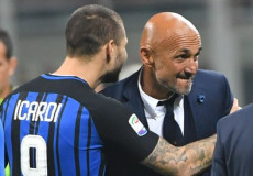 Mauro Icardi e l'allenatore dell'Inter, Luciano Spalletti. Champions