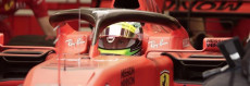 Mick Schumacher a bordo della Ferrari SF90 durante le prove. Schumi
