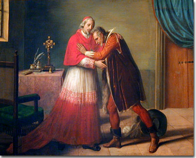 "L’abbraccio tra il cardinale Federico Borromeo e l’Innominato", opera di Giulio Cesare Arrivabene, Olio su tela