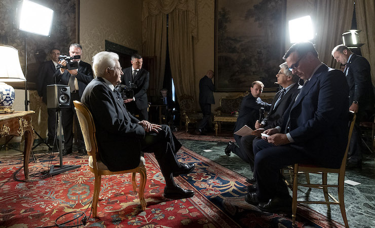 Il Presidente della Repubblica Sergio Mattarella nel corso dell'intervista con i media vaticani