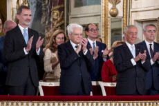 Il Presidente Sergio Mattarella con il Presidente della Repubblica portoghese Marcelo Rebelo de Sousa e il Re di Spagna Felipe VI in occasione del XIII Simposio COTEC