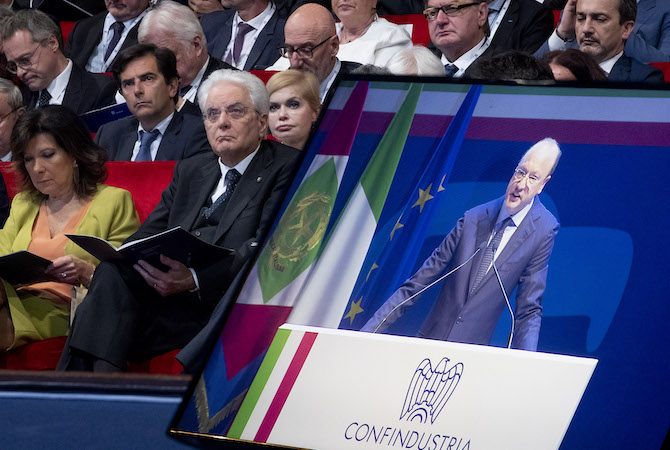 Il Presidente Sergio Mattarella in occasione dell'intervento all’Assemblea Generale di Confindustria.