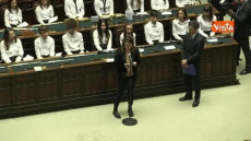 Francesca durante il suo intervento al Parlamento