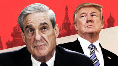 Robert Mueller e Donald Trump sullo sfondo del Russiagate.