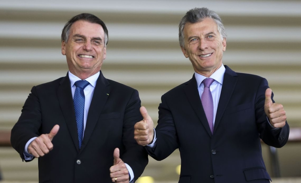 Il presidente brasiliano (a sinistra), Jair Bolsonaro, e il presidente argentino (a destra) Mauricio Macri.