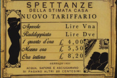 Tariffario di una casa di prostituzione.