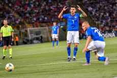 Euro Under 21: Lorenzo Pellegrini , un gesto di disperazione durante la partita persa dall'Italia contro la Polonia.