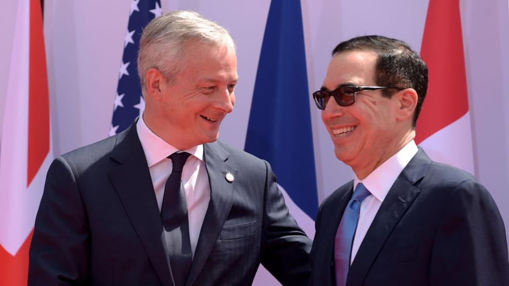 Ministro francese Bruno Le Maire ed il segretario al Tesoro USA Steven Mnuchin