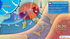 La cartina meteo dell'Italia nei prossimi giorni.