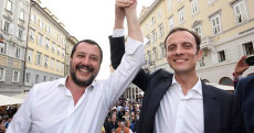Il Governatore del Friuli Venezia Giulia, il leghista Massimiliano Fedriga con il ministro degli Interni e Vicepremier, Matteo Salvini.