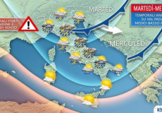 La cartina con le previsioni del tempo in Italia nei prossimi giorni.