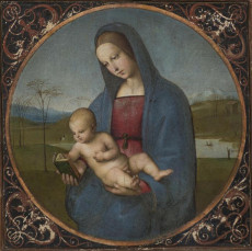 Madonna con bambino nella mostra Raffaello e gli amici di Urbino.