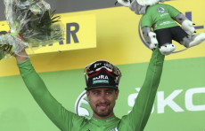 Lo slovacco Peter Sagan con la maglia verde di miglior sprinter dopo la vittoria di tappa a Colmar.