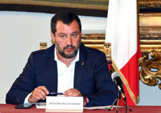 Il vicepremier e ministro dell'Interno Matteo Salvini in prefettura per la firma del protocollo d'intesa tra Ministero dell'Interno e Regione Toscana per l'attuazione del numero unico di emergenza europeo 112, Firenze,