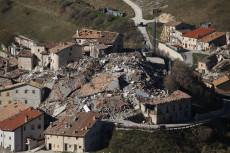 Castelluccio da Norcia, il centro del paese distrutto dal terremoto.