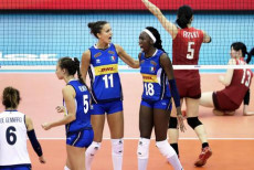 Le Azzurre durante una partita del Mondiale.