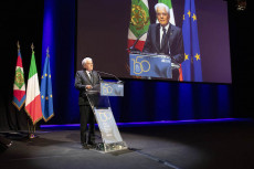 Il Presidente Sergio Mattarella durante il suo intervento alla cerimonia 150° anniversario dell’Associazione Italiana Editori.