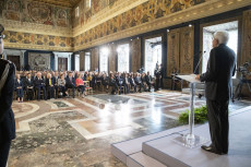 Il Presidente della Repubblica Sergio Mattarella durante il suo intervento alla cerimonia di celebrazione de “I Giorni della Ricerca”