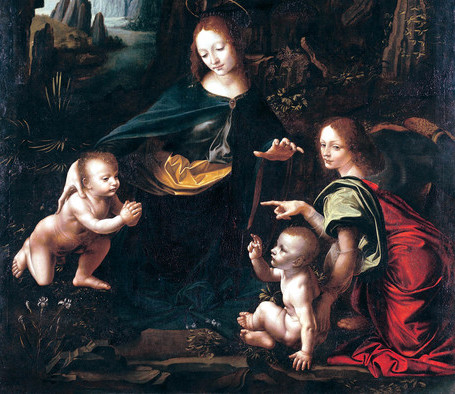Il dipinto "La Vergine delle Rocce".