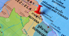 Carta geografica con la Guyana