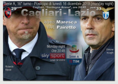 Tabellone con la presentazione della partita Cagliari-Lazio