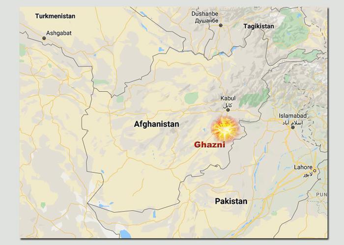 Cartina geografica dell'Afghanistan, incidente a Ghazni
