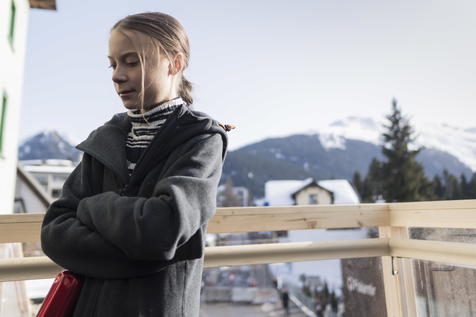 L'attivista del clima Greta Thunberg a Davos.