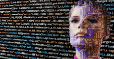 Una composizione grafica sull'intelligenza artificiale.