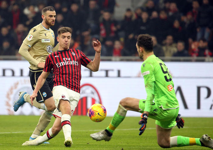 Krzysztof Piatek mette a segno il primo nella partita di Coppa Italia vinta dal Milan 3-0 contro la Spal..