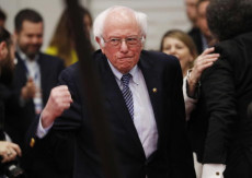 Il candidato democrata, senatore Bernie Sanders durante il suo atto per le primarie alla Southern New Hampshire University in Manchester, New Hampshire, USA.